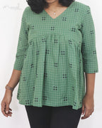 Russian Green Alia Cut Peplum Top