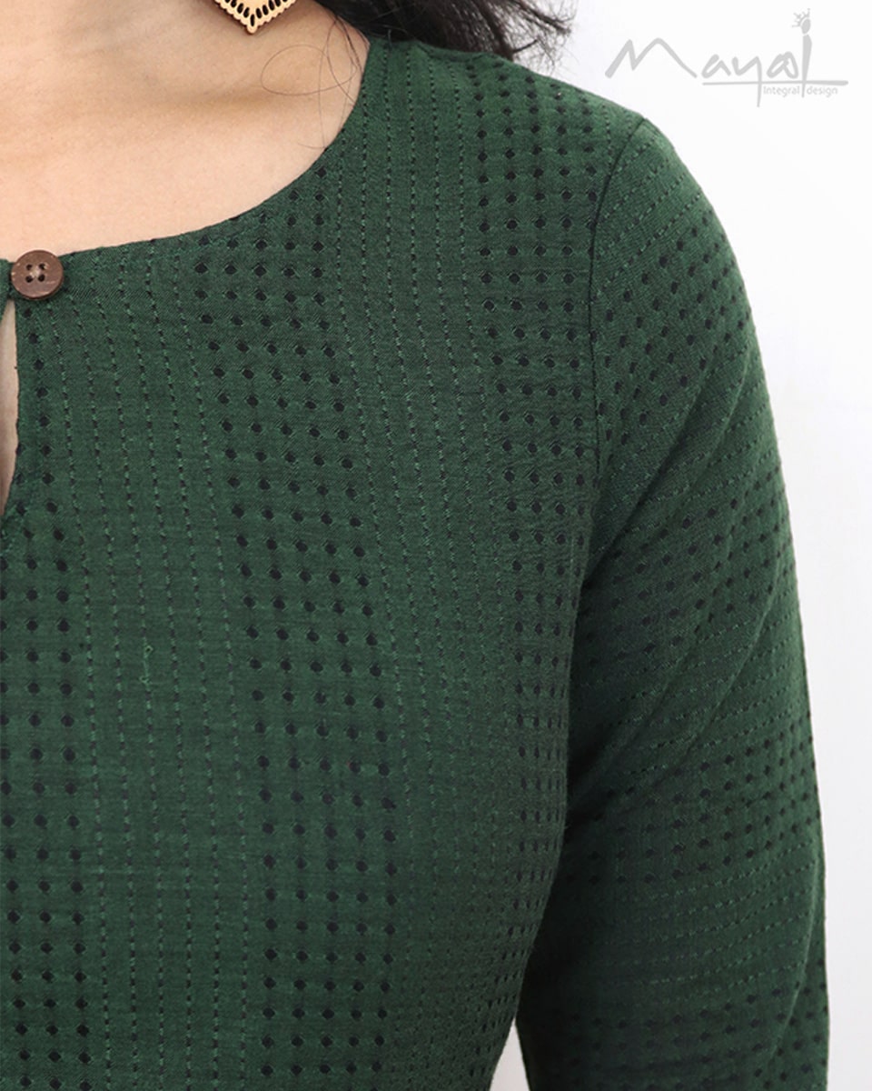 Sacramento Green Jacquard Stripe Cotton Kurta