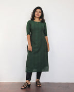 Sacramento Green Jacquard Stripe Cotton Kurta
