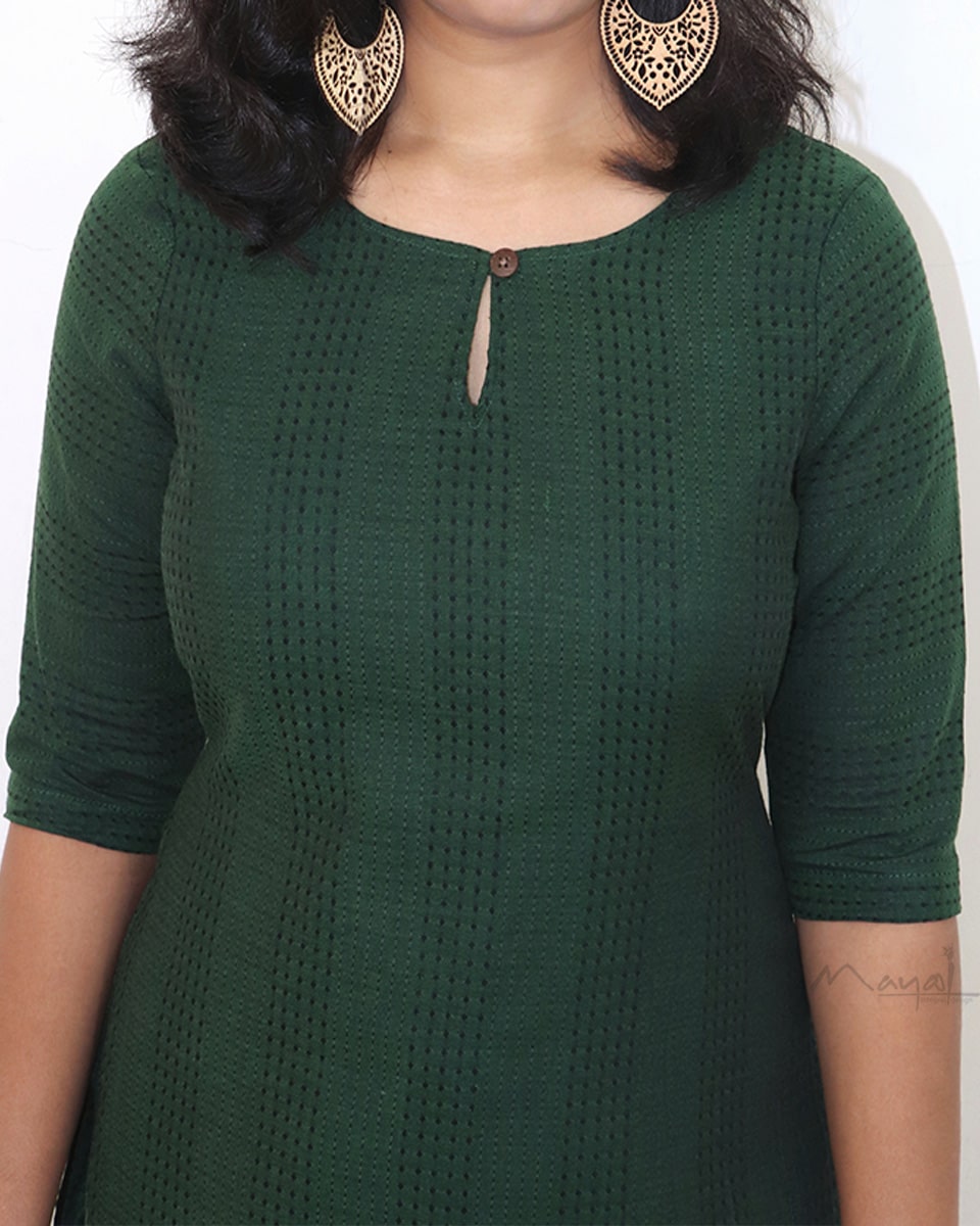 Sacramento Green Jacquard Stripe Cotton Kurta