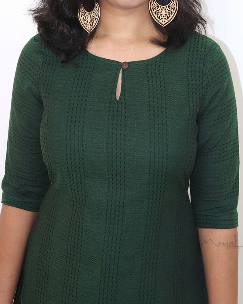 Sacramento Green Jacquard Stripe Cotton Kurta