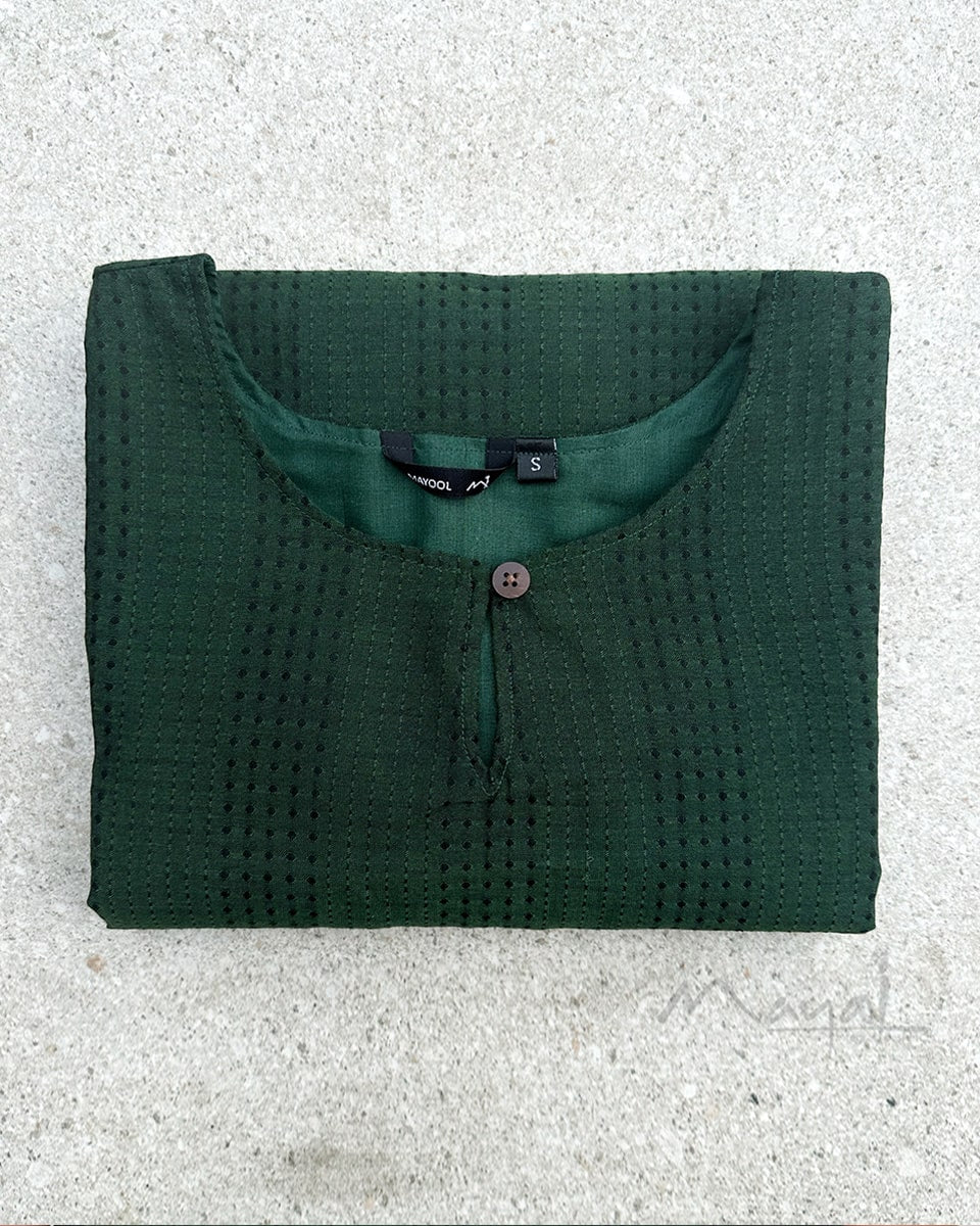 Sacramento Green Jacquard Stripe Cotton Kurta