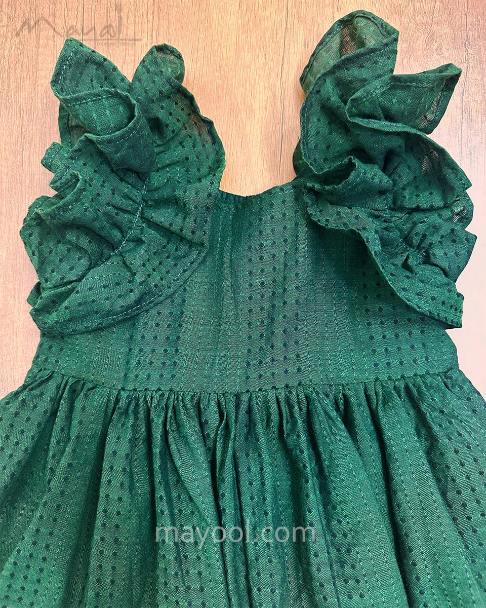 Sacramento Green Cotton Kids Frock