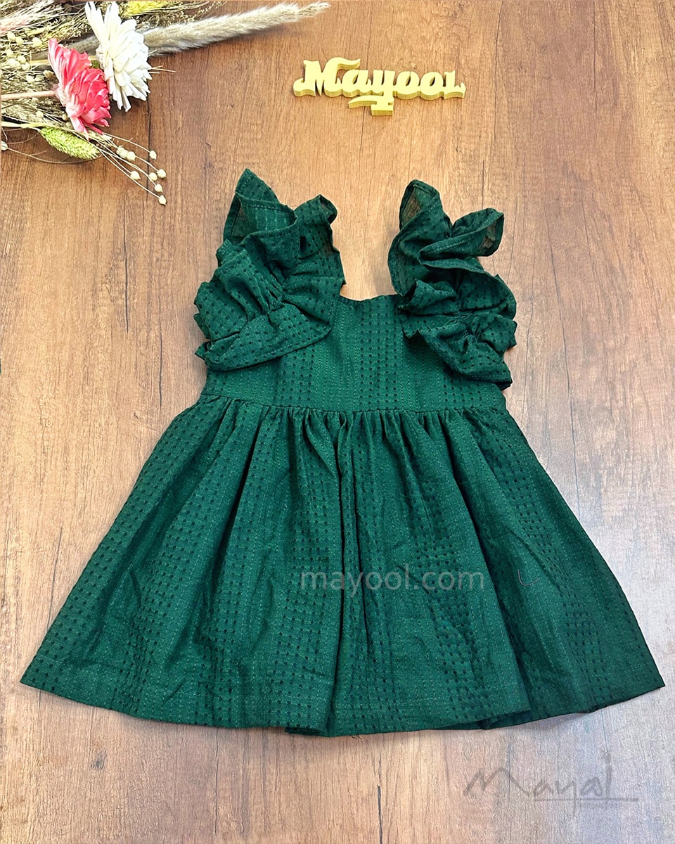 Sacramento Green Cotton Kids Frock