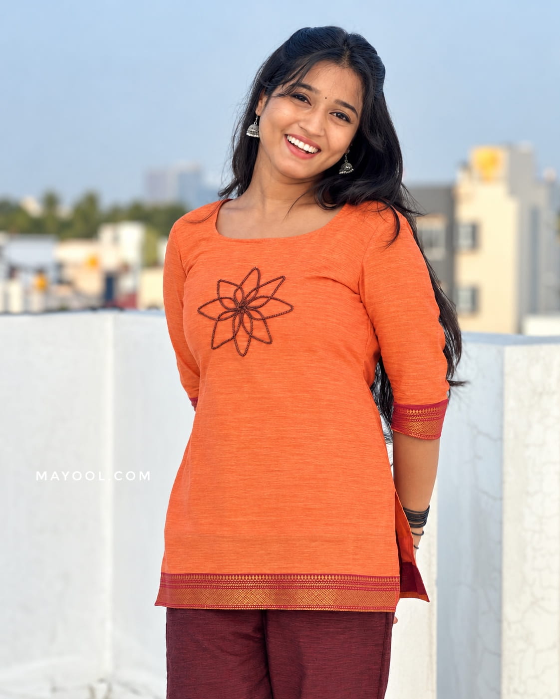 Saffron Orange Traditional Short Kurta