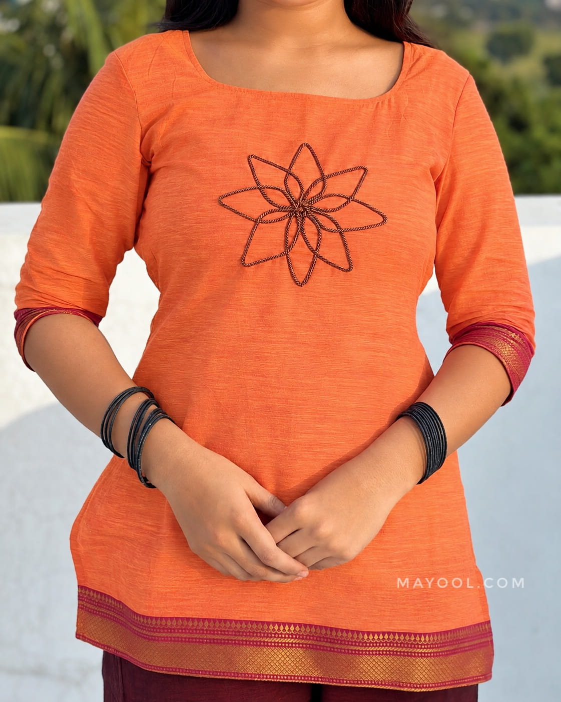 Saffron Orange Traditional Short Kurta