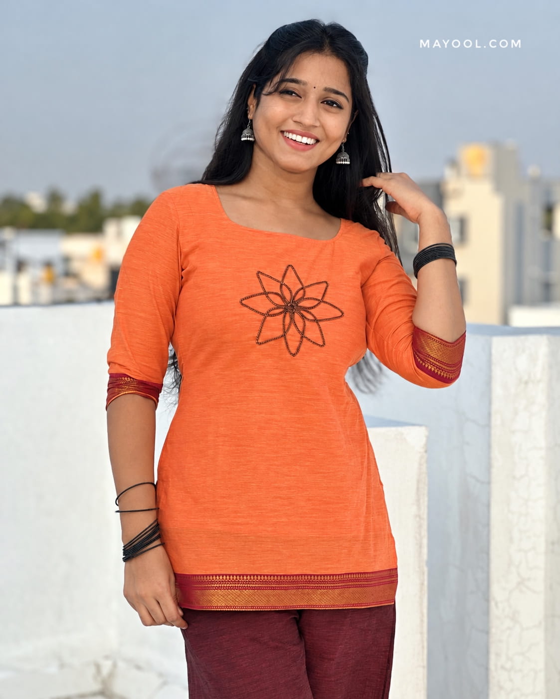 Saffron Orange Traditional Short Kurta