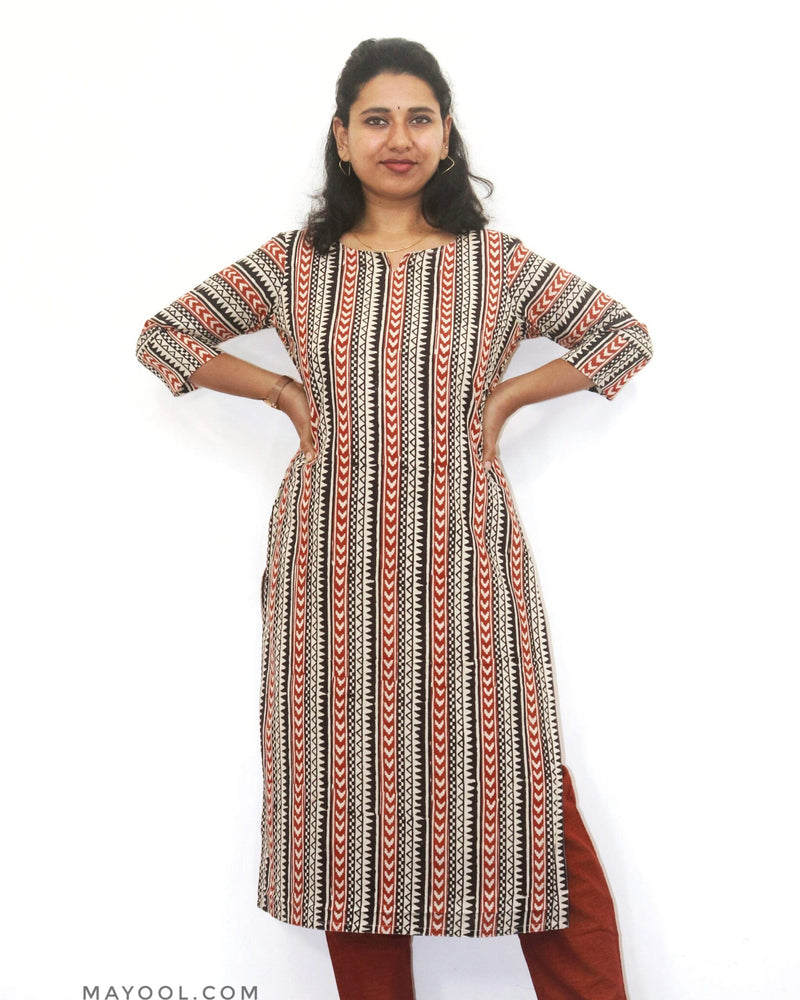 Sandal Arrow Block Print Cotton Kurta