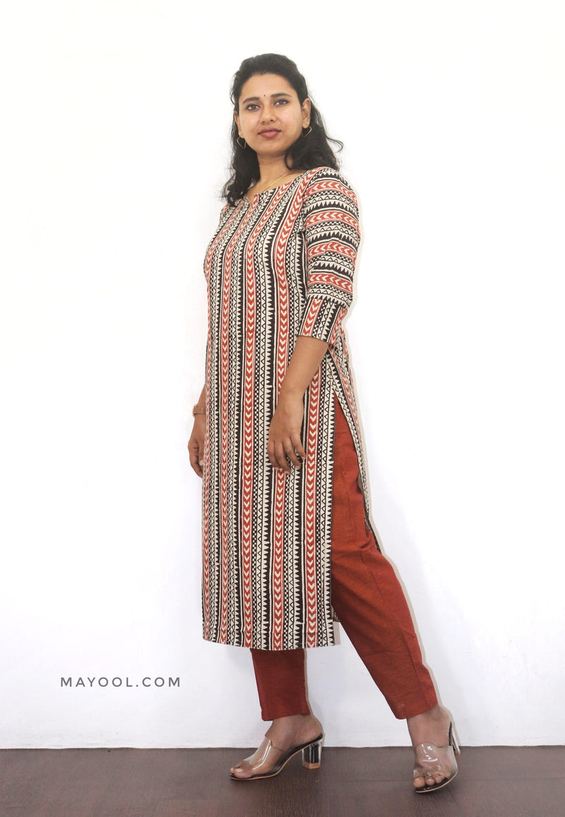 Sandal Arrow Block Print Cotton Kurta