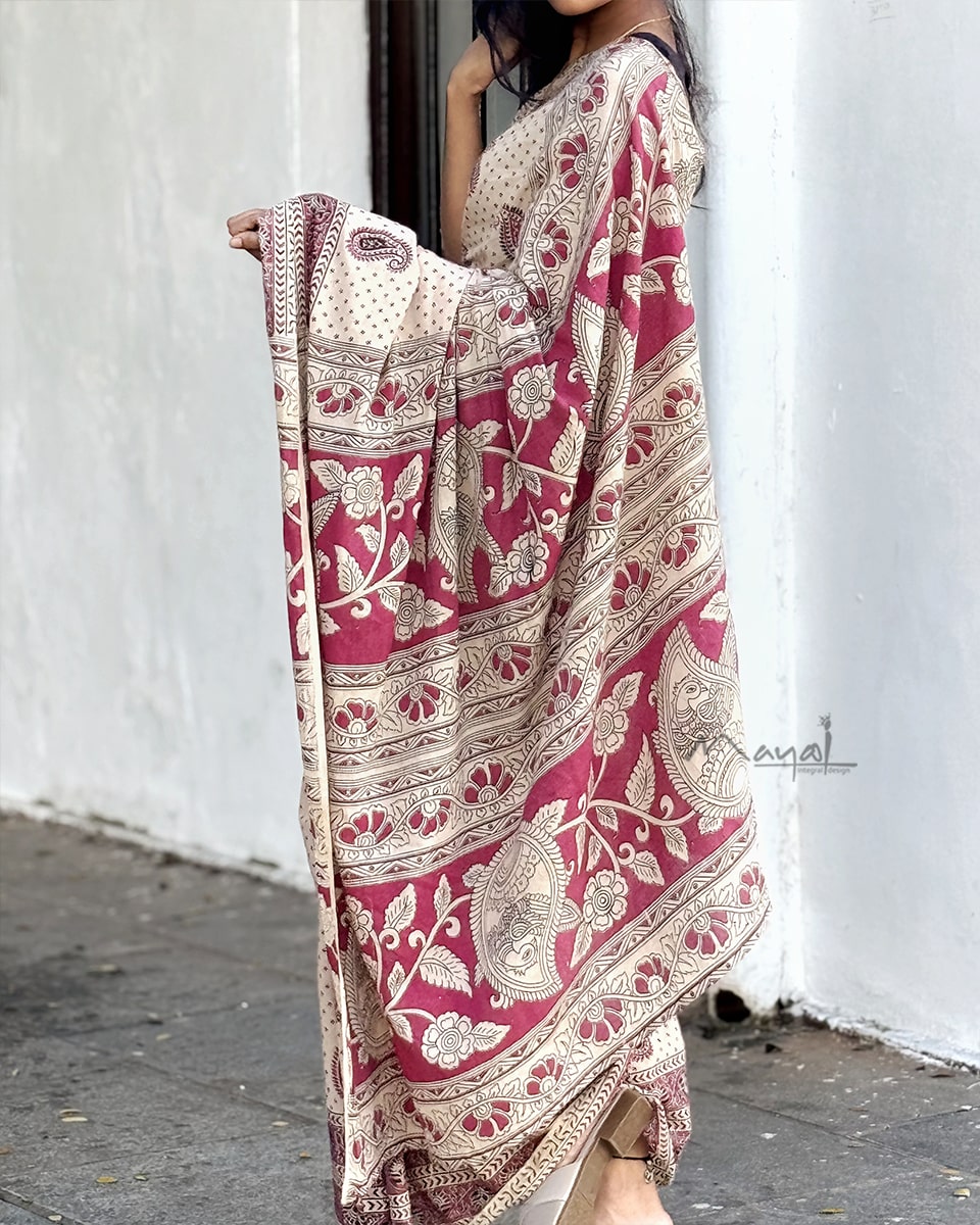 Sandal Pink Kalamkari Saree SA011