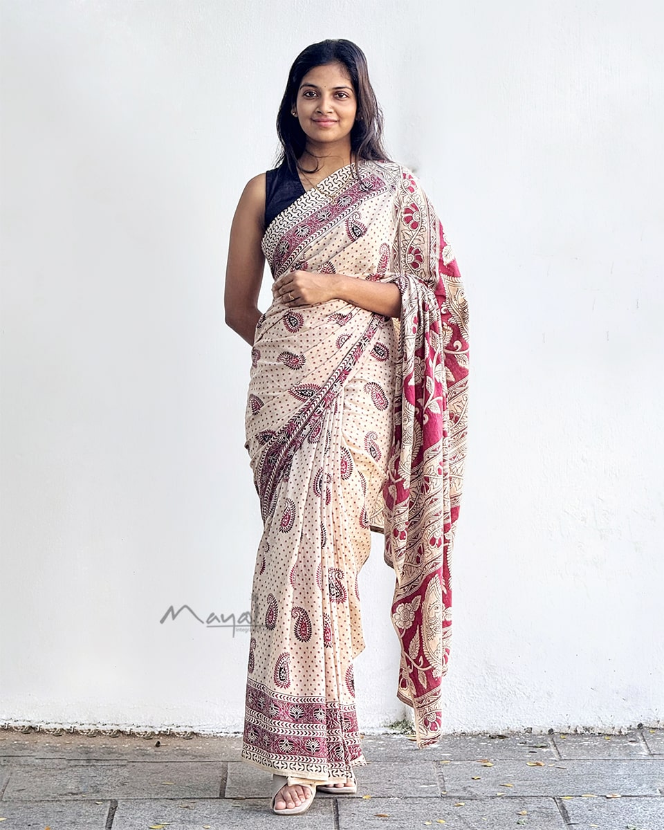 Sandal Pink Kalamkari Saree SA011