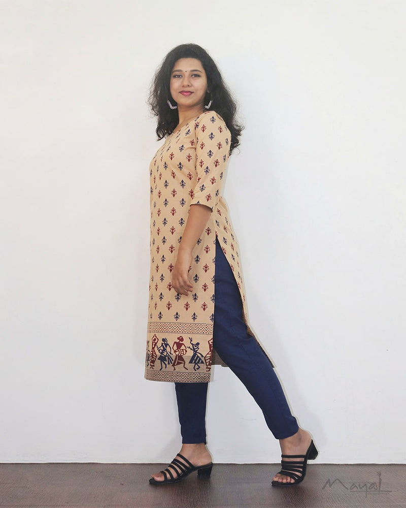 Sandal Warli Art Cotton Kurta