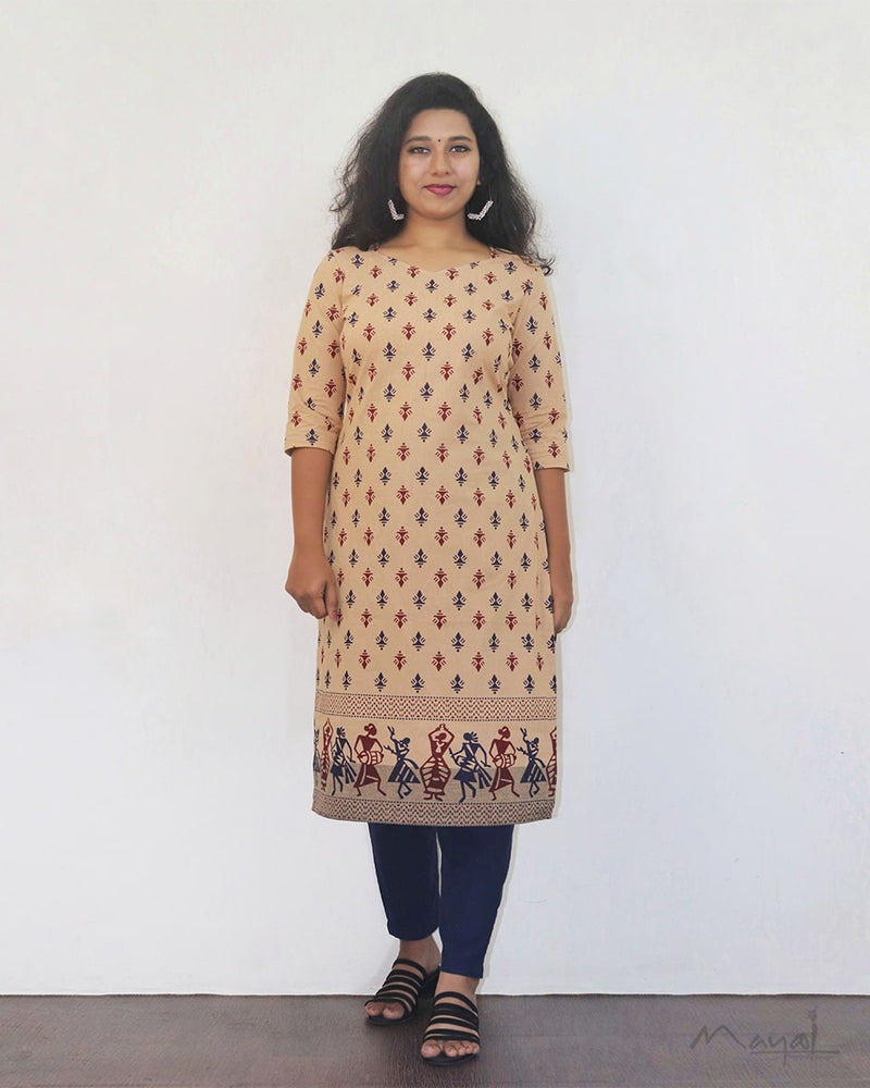 Sandal Warli Art Cotton Kurta