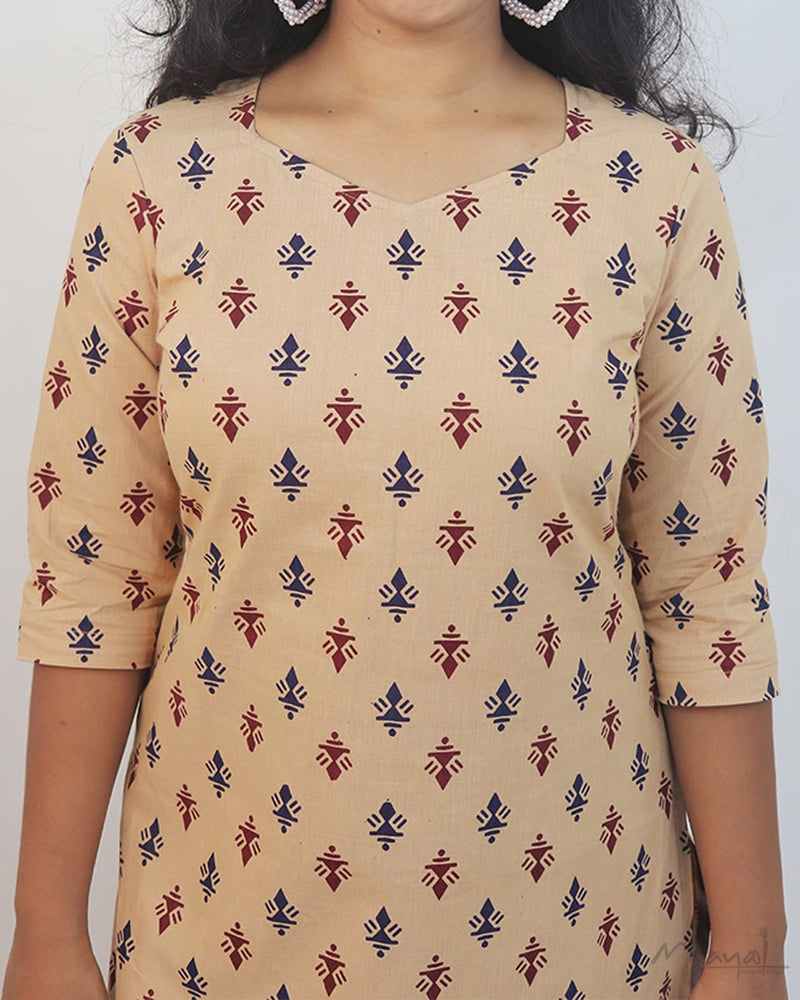 Sandal Warli Art Cotton Kurta