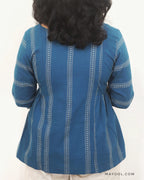 Sapphire Blue Side Pleated Peplum Top