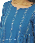Sapphire Blue Side Pleated Peplum Top
