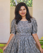 Smoke Green Two Tier Flare Dresses