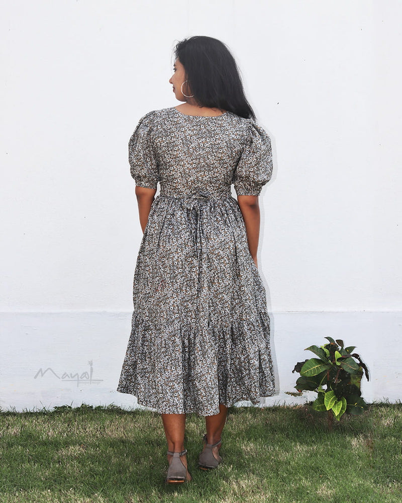 Smoke Green Two Tier Flare Dresses