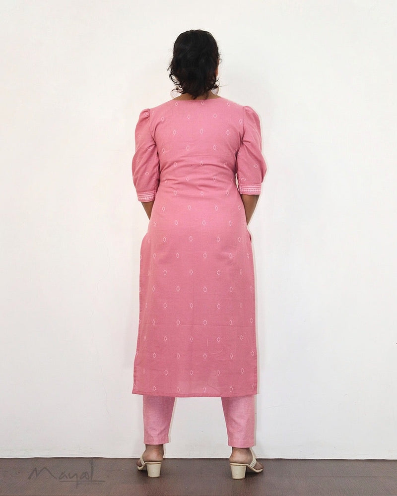 Tickled Pink Self Design Cotton Kurta