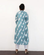 Baby Blue Patterned Cotton Kurta