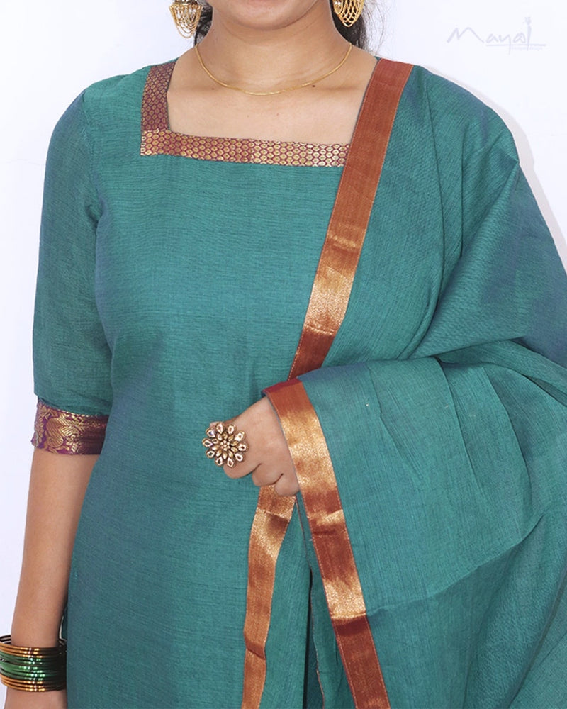 Dark Cyan Traditional Cotton Kurta