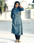 Steel Blue Thread Tale Kurta