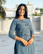 Steel Blue Thread Tale Kurta