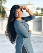 Steel Blue Thread Tale Kurta