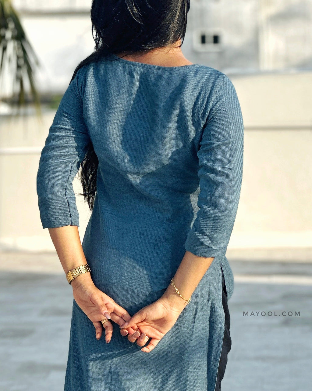 Steel Blue Thread Tale Kurta