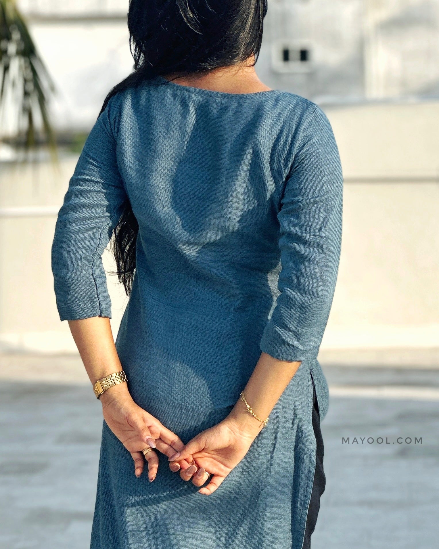 Steel Blue Thread Tale Kurta