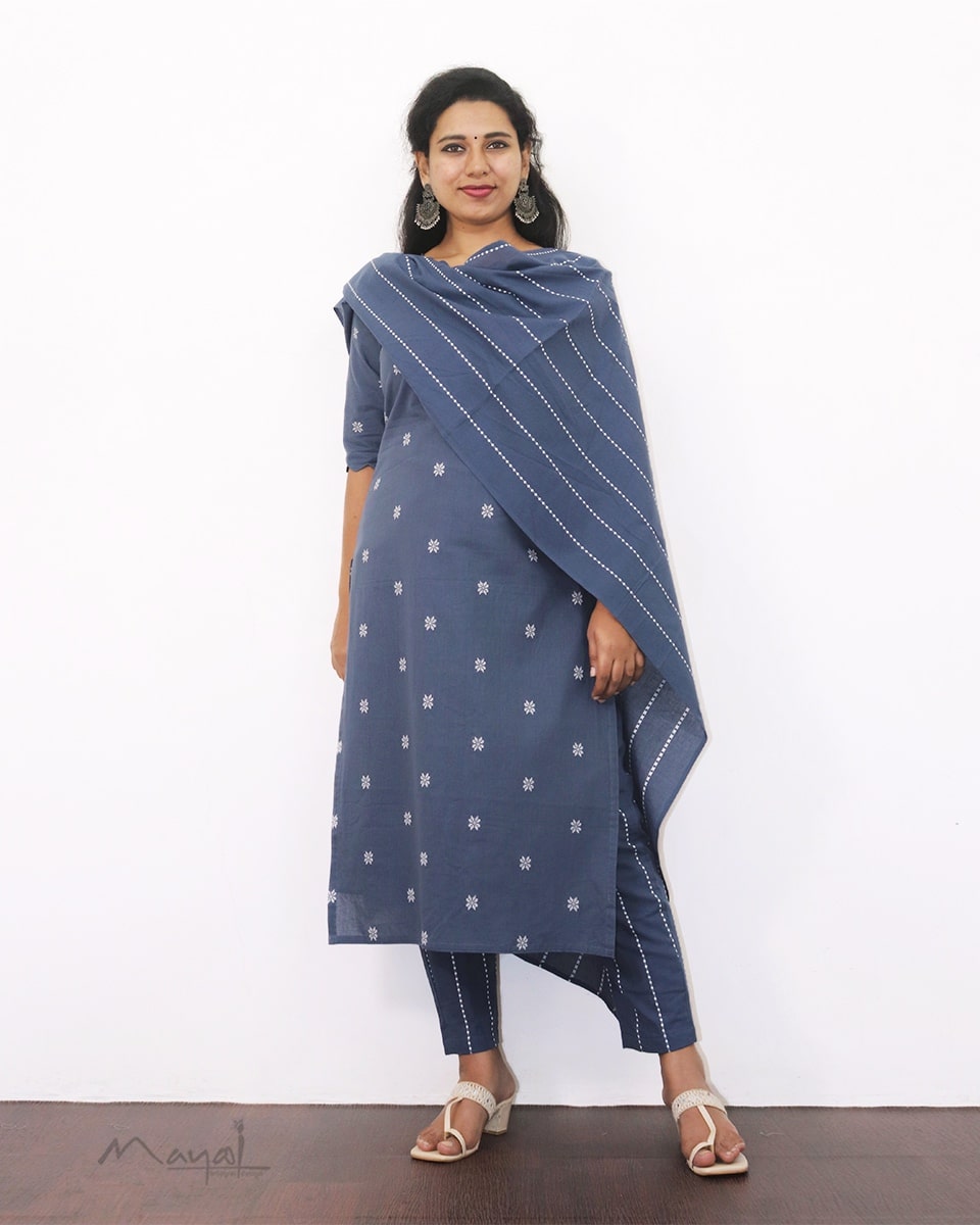 Stone Blue Cotton Kurta