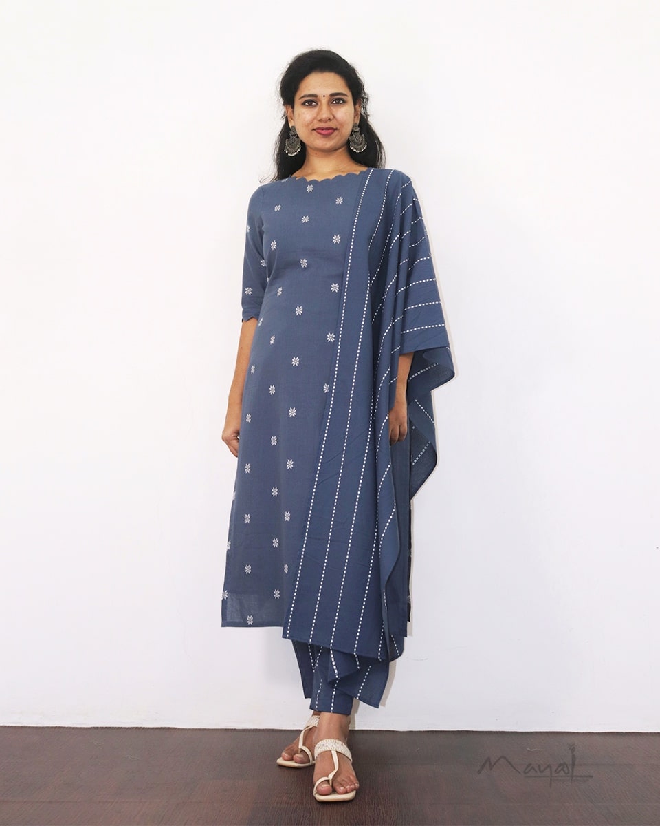 Stone Blue Cotton Kurta