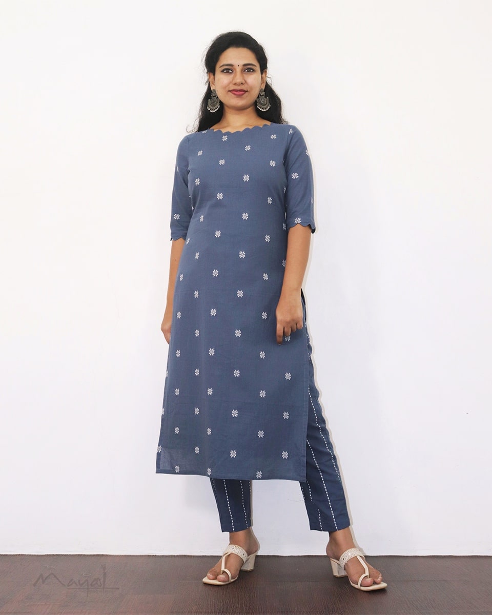 Stone Blue Cotton Kurta