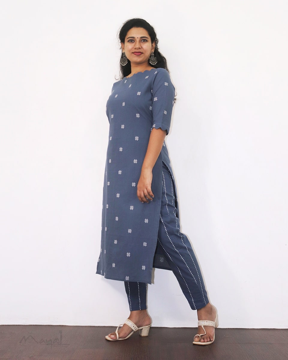 Stone Blue Cotton Kurta