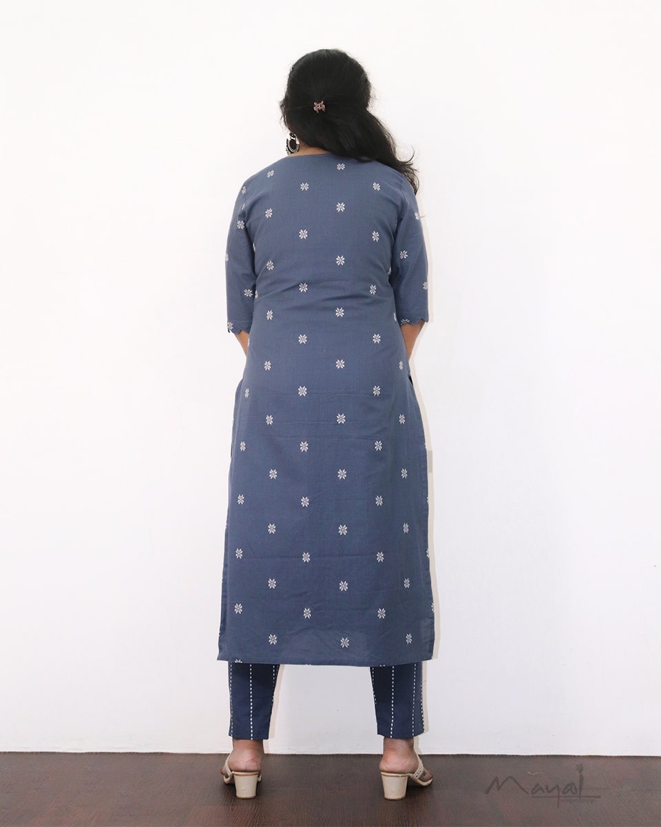 Stone Blue Cotton Kurta