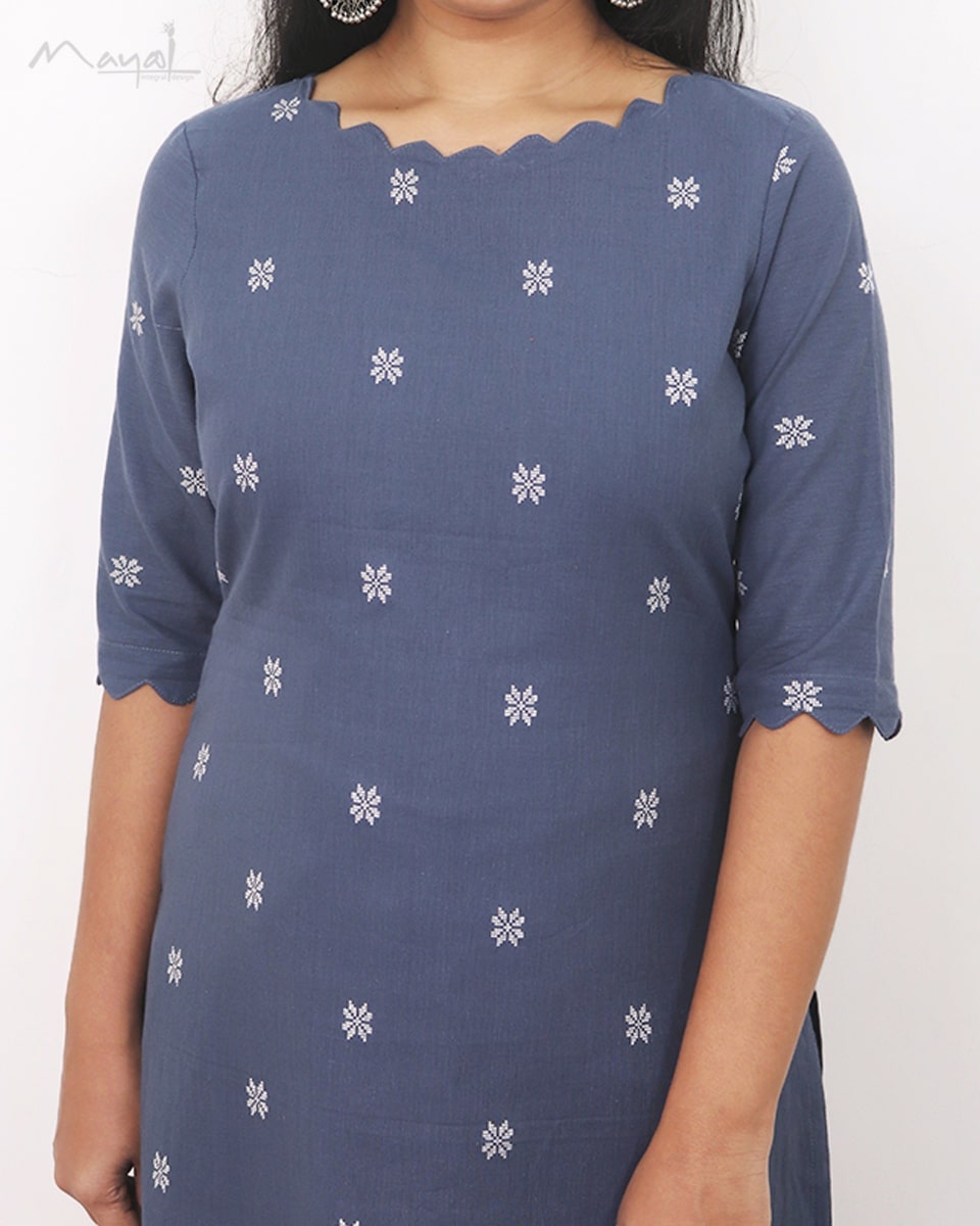 Stone Blue Cotton Kurta