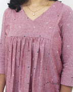 Super Pink Pleated Peplum Top