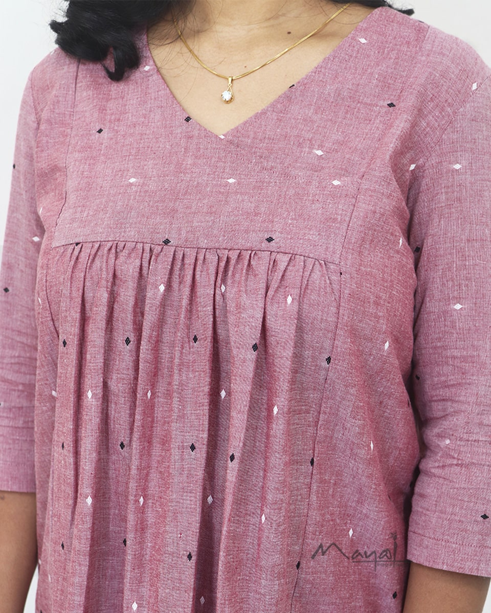 Super Pink Pleated Peplum Top