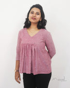 Super Pink Pleated Peplum Top