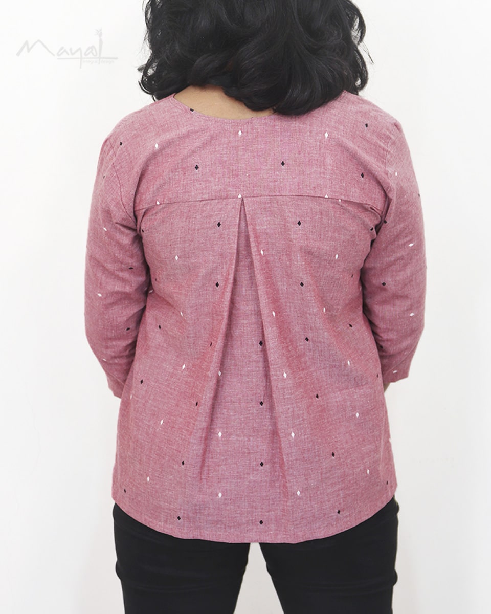 Super Pink Pleated Peplum Top