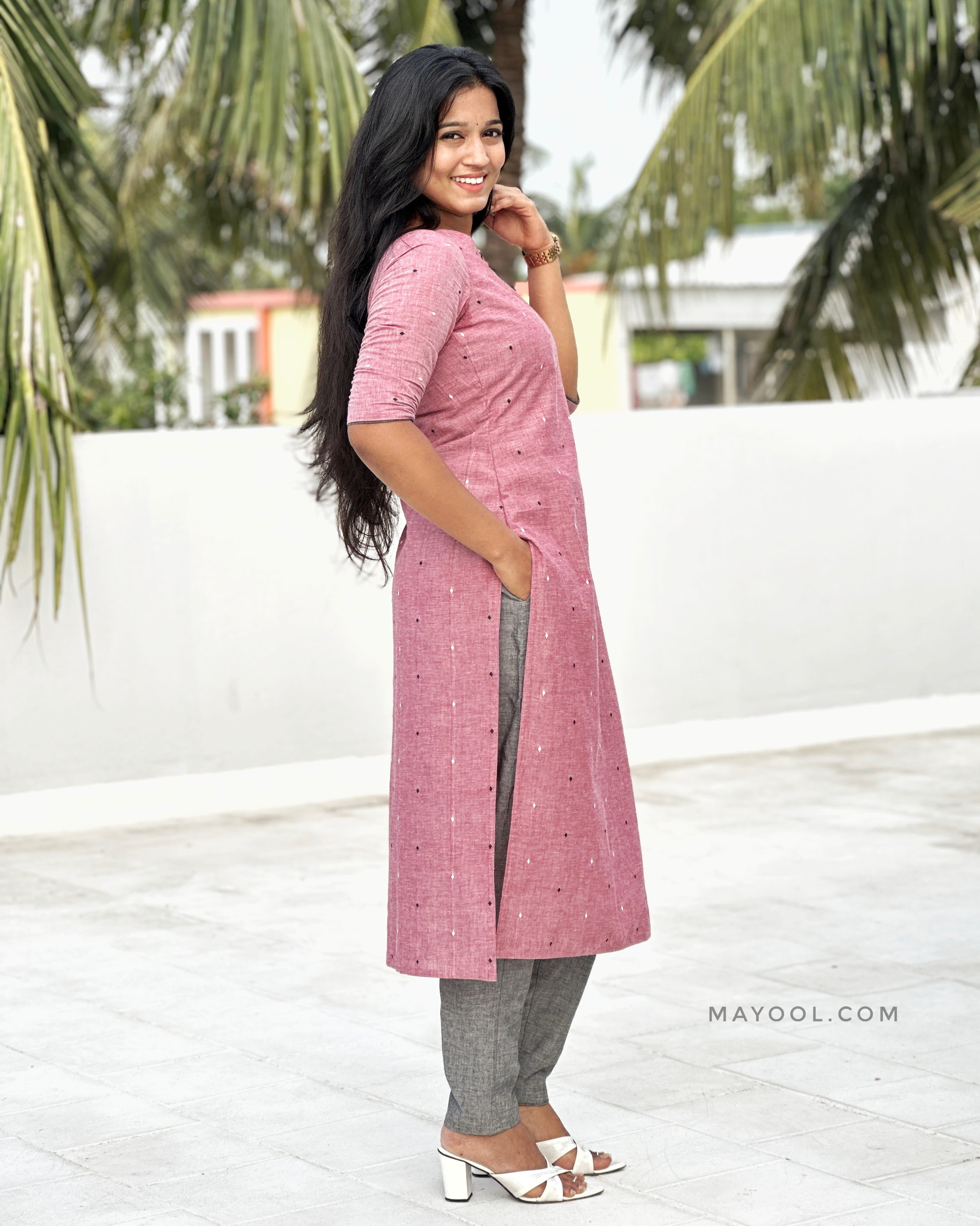 Super Pink Cotton Kurta