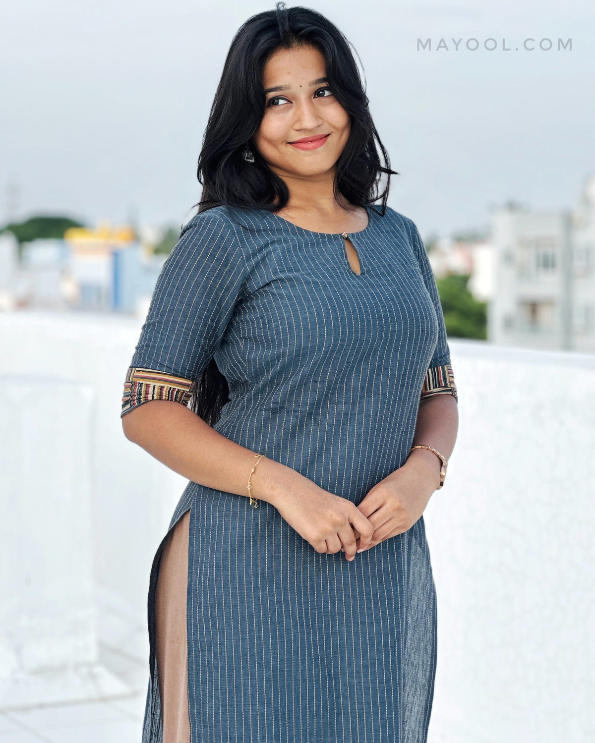 Symphony Blue Stripe Cotton Kurta