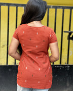 Terracotta Orange Cotton Short Kurta