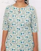 True Blue Printed Cotton Kurta