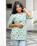 True Blue Handblock Print Cotton Short Kurta