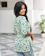 True Blue Handblock Print Cotton Short Kurta