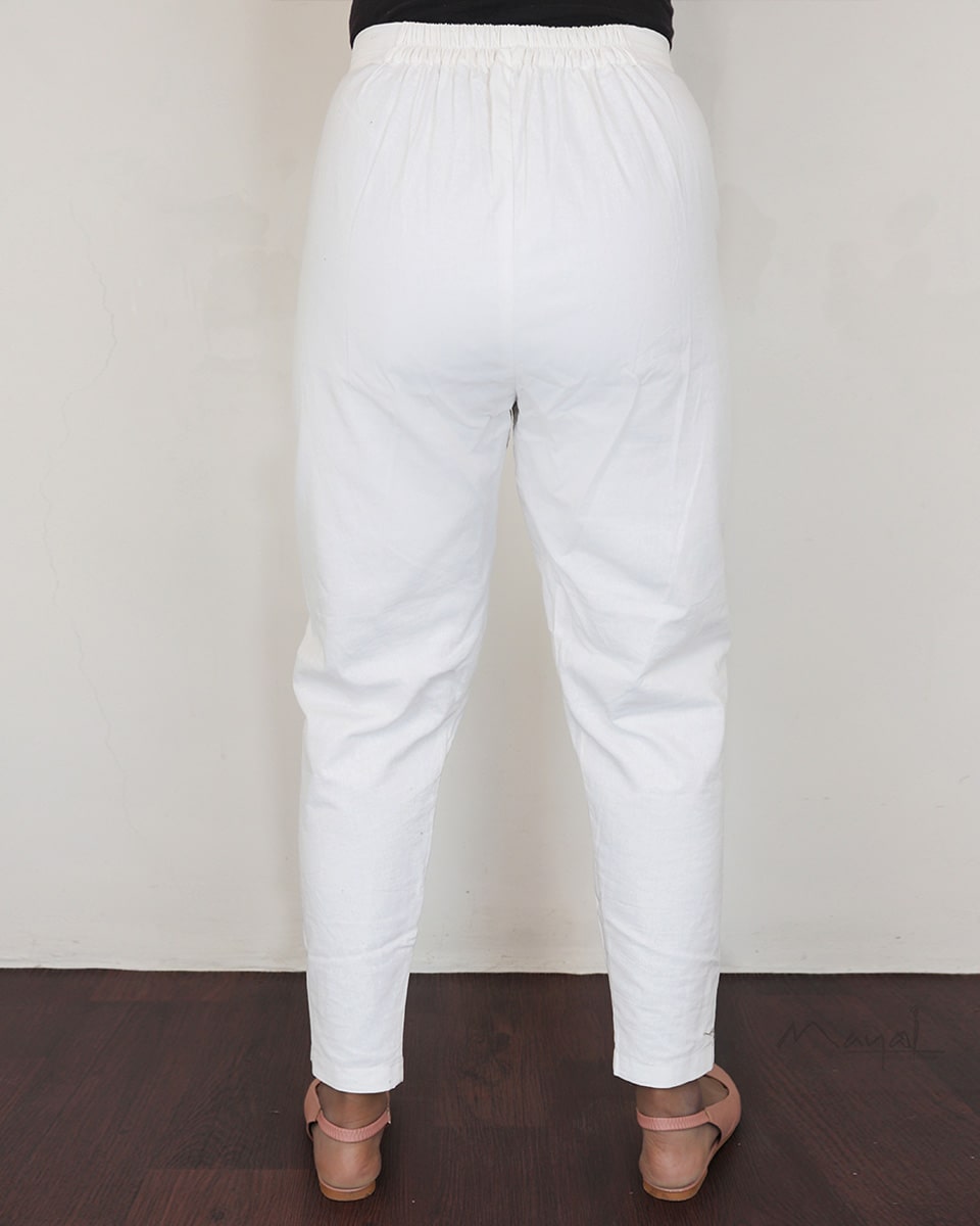White Cotton Formal Fit Pant