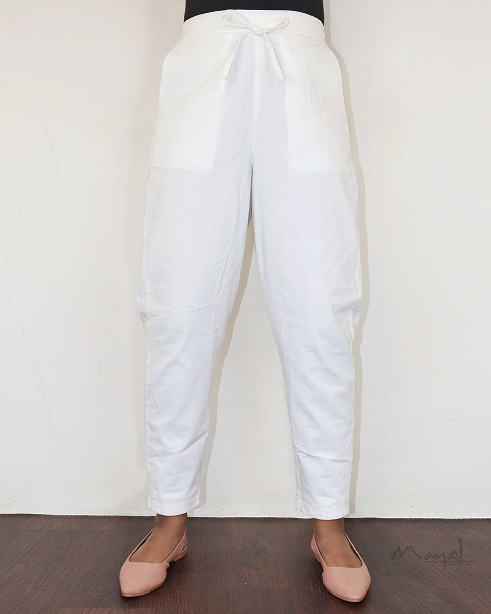 White Cotton Formal Fit Pant