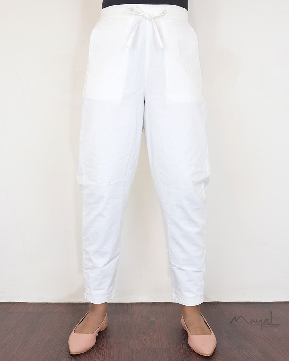 White Cotton Formal Fit Pant
