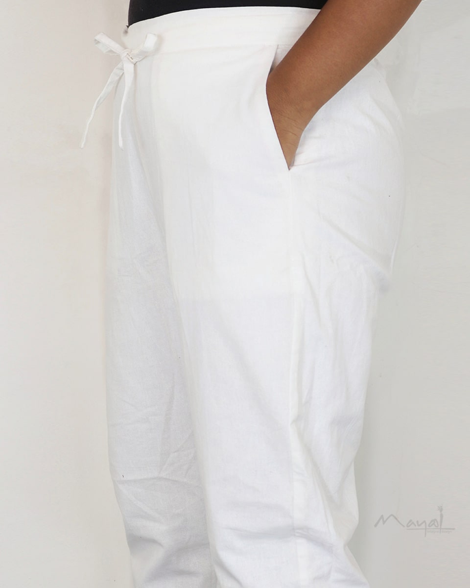White Cotton Formal Fit Pant